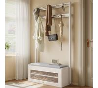 YQMHEZ Garment Racks, Sitting Wooden Hanging Rack, Standing Coat, Bedroom Multifunctional Floor Coat Racks, Simple Chinese Storage Hanging Bag Rack(Wit,80cm/31.4in)