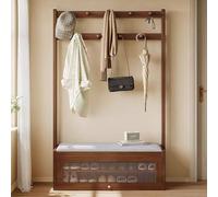 YQMHEZ Garment Racks, Sitting Wooden Hanging Rack, Standing Coat, Bedroom Multifunctional Floor Coat Racks, Simple Chinese Storage Hanging Bag Rack(Brown,60cm/23.6in)