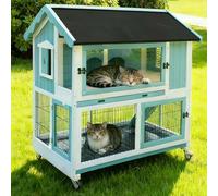YQMHEZ Parc Extérieur for Chats, Cage À Deux Étages avec 2 Tiroirs Amovibles et roulettes Multidirectionnelles, Maison for Chats, Luxueuse Villa D'intérieur for Animaux