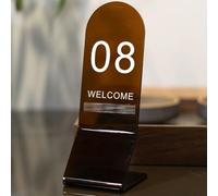 YQMHEZ Présentoirs de Numéros de Table en Acrylique, Numérotation Double Face Épaisse for Mariages, Lot de 10 Résistants et Robustes, for Fêtes, Banquets et Réceptions de Mariage(Brown,51-60)