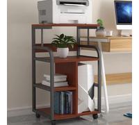 YQMHEZ Support D'imprimante 4 Niveaux, Table D'imprimante Mobile avec Étagère de Rangement, Table D'imprimante sur Pied, Chariot Multifonction pour Imprimantes(Black+Walnut)