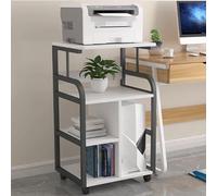 YQMHEZ Support D'imprimante 4 Niveaux, Table D'imprimante Mobile avec Étagère de Rangement, Table D'imprimante sur Pied, Chariot Multifonction pour Imprimantes(Black+White)