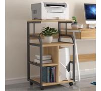 YQMHEZ Support D'imprimante 4 Niveaux, Table D'imprimante Mobile avec Étagère de Rangement, Table D'imprimante sur Pied, Chariot Multifonction pour Imprimantes(Black+Brown)