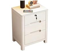 YQMHEZ Table de Chevet Table Chevet avec 3 Tiroirs de Rangement Tables de Nuit en Bois avec Serrure Poignée À Rainure Rail Coulissant en Métal for Salon Chambre À Coucher Bureau(C,15.7x15.7x19.7in)