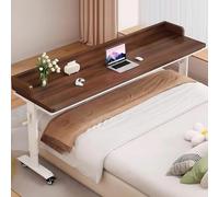 YQMHEZ Table de lit avec roulettes réglable en Hauteur, Bureau avec déflecteur for Ordinateur Portable, Table médicale roulante géante for Cadre de lit Double/Queen/King Size(Brown+White,31.4x15.7'')