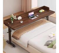 YQMHEZ Table de lit avec roulettes réglable en Hauteur, Bureau avec déflecteur for Ordinateur Portable, Table médicale roulante géante for Cadre de lit Double/Queen/King Size(Brown+Black,94.4x15.7'')