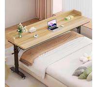 YQMHEZ Table de lit avec roulettes réglable en Hauteur, Bureau avec déflecteur for Ordinateur Portable, Table médicale roulante géante for Cadre de lit Double/Queen/King Size(Wood+Black,82.6x19.6'')