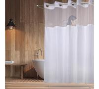 YQN Rideau de Douche sans Crochets en Polyester avec moustiquaire filtrant la lumière et aimants Anti-moisissure ABS de qualité supérieure (Pas de Doublure) - 180 x 190 cm - Blanc