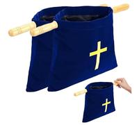YQNISCU 2 pièces offrant des paniers for l'église, Sacs bibliques en Croix brodés avec poignées en Bois, Fournitures de Communion d'églises en Flanelle Bleu, Sac biblique -