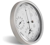YQNISCU Baromètre 3 en 1, manomètre barométrique de 5,2 Pouces, baromètre météo mécanique avec Trou de Suspension, thermomètre et hygromètre à échelle Claire for intérieur et extérieur, doré(Silver)