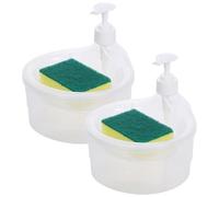 YQNISCU Distributeur de Savon à Vaisselle 2 en 1 avec Porte-éponge, Ensemble de Cuisine de Type Presse for comptoir d'évier, Organisateur Blanc Peu encombrant (Paquet de 2),