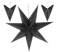 YQNISCU Ensemble de 3 étoiles en papier pliables 3D, abat-jour en forme d'étoile de Noël ajourée, noire, 50 cm, à suspendre au sapin de Noël ou for décorer une fenêtre lors d'une fête de Noël.