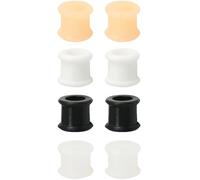 YQNONEZ Lot de 4 paires de tunnels d'oreille en silicone blanc/noir/transparent/rouge avec double selle, calibre épais, hypoallergénique, 3 mm (8 g), 6 mm(2 G), Silicone, No Gemstone