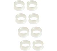 YQNONEZ Lot de 4 paires d'écarteurs d'oreille en silicone gris nacré - Double évasé - Hypoallergénique - Tunnel fin - Kit de piercing - Pour homme et femme - 3 mm (8 G), 8 mm(0 G), Silicone, Pas de