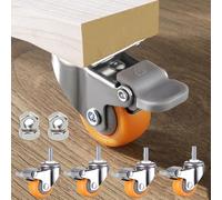 YQOLG87 Roues pivotantes avec Blocage (Lot de 4),roulettes de Remplacement pour Usage intensif,roulettes silencieuses en polyuréthane Orange,pour Chariots,Meubles et équipements,M8-4brakes
