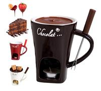 Yqooup Fondue Chocolat Bougie Ceramic - 130ml Tasses À Fondue Au Chocolat avec Fourchette, Melting Pot pour Faire Fondre Fromage, Beurre, Bonbons Et Caramel