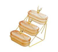 Yqqhrbm Commode à Fruits à étages Comme élément de Décoration de Table Moderne, Présentoir à Fruits à Trois étages, Plateau de Présentation pour Cupcakes et P, Ambre de Wapiti