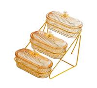 Yqqhrbm Commode à Fruits à étages Comme élément de Décoration de Table Moderne, Présentoir à Fruits à Trois étages, Plateau de Présentation pour Cupcakes et P, Fleur Ambre