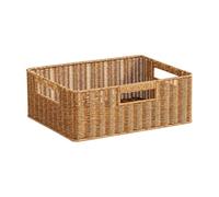 Yqqhrbm Panier Rangement Poignées Décpées Indéformable Panier en Faux Rotin Tressé à la Main Corbeille Rangement Empilable pr Étagère, 38x29x13