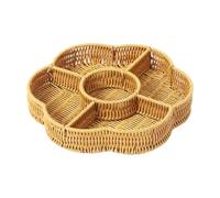 Yqqhrbm Plateau à Fruits Secs Panier de Rangement Serviteur à Collations Tressé Cinq Compartiments Vaisselle Réutilisable en PP Adapté pour Cuisine, Jaune