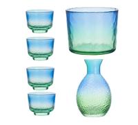 Yqqhrbm Service à Saké Japonais Comprenant et Une Carafe, Un Pichet à Saké Transparent, élégant et Polyvalent, Idéal Comme Cadeau de Pendaison, bleu vert