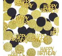 YQQYG Lot de 100 confettis de table pour anniversaire, dorés, noirs, pailletés, décoration Happy Birthday