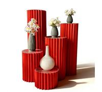YQRYQP Lot de 5 Supports cylindriques pour fêtes, présentoirs à gâteaux Hauts, socles Pliables Rouges pour décoration de Mariage.