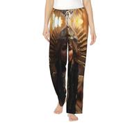 YQTGBCED Ancient Egypt Tribe Series Pantalon de pyjama en flanelle douce imprimée, pantalon de pyjama en coton, pour Noël et usage quotidien, Noir , L