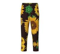 YQTGBCED Beau tournesol. Pantalon de pyjama confortable en coton imprimé, pour une variété d'occasions et peut être porté toute l'année, Noir , S