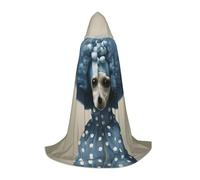 YQTGBCED Cape à capuche bleue avec imprimé caniche à pois pour Halloween, style Renaissance, parfaite pour les jeux de rôle et les fêtes