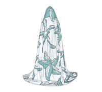 YQTGBCED Cape à capuche imprimée étoile de mer pour Halloween, style Renaissance, parfaite pour les jeux de rôle et les fêtes