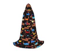 YQTGBCED Cape à capuche imprimée « I Love My Dog Teckels » pour Halloween, style Renaissance, parfaite pour les jeux de rôle et les fêtes