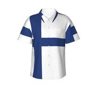 YQTGBCED Chemise de plage tropicale imprimée drapeau finlandais, chemises d'été décontractées boutonnées, pour les vacances et les activités de plein air, Noir , 3XL
