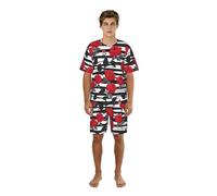 YQTGBCED Ensemble de pyjama pour homme à rayures noires et blanches, col rond classique et short à taille élastique, pour les nuits d'été, Noir , L