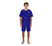 YQTGBCED Ensemble de pyjama pour homme imprimé drapeau de l'État de l'Alaska, col rond classique et short à taille élastique, pour les nuits d'été, Noir , S