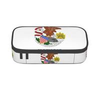 YQTGBCED Illinois State Flag Trousse à stylos grande capacité avec organiseur, tissu Oxford, plusieurs compartiments, Noir , Taille unique, Trousse de maquillage