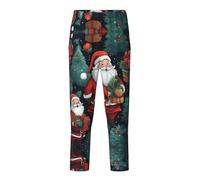 YQTGBCED Joli pantalon de pyjama confortable en coton imprimé de Noël, pour une variété d'occasions et peut être porté toute l'année, Noir , XS(5-6)