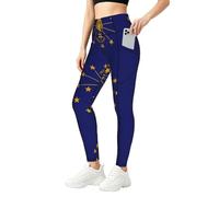 YQTGBCED Legging tendance avec poches pour femme, imprimé drapeau de l'État de l'Indiana, parfait pour la salle de sport et le fitness, Noir , S