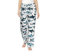 YQTGBCED Motif requin avec différents gestes imprimés, pantalon de pyjama en flanelle douce, pantalon de pyjama en coton, pour Noël et usage quotidien, Noir , 3XL