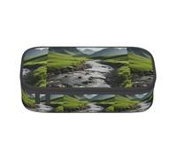 YQTGBCED Mountain Valley Trousse à stylos grande capacité avec organiseur en tissu Oxford et plusieurs compartiments Motif vallée arc-en-ciel, Noir , Taille unique, Trousse de maquillage