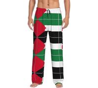 YQTGBCED Pantalon de détente pour homme avec imprimé drapeau de la Palestine, pantalon de sommeil confortable pour homme, pour se détendre à la maison ou les week-ends paresseux, Noir , S