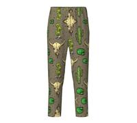 YQTGBCED Pantalon de pyjama confortable en coton imprimé crâne de taureau et cactus mignon, pour une variété d'occasions et peut être porté toute l'année, Noir , S