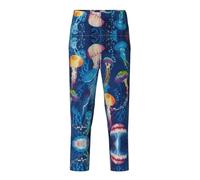 YQTGBCED Pantalon de pyjama confortable en coton imprimé méduses colorées, pour une variété d'occasions et peut être porté toute l'année, Noir , 10-12