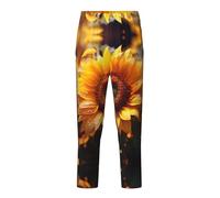 YQTGBCED Pantalon de pyjama confortable en coton imprimé tournesol, pour une variété d'occasions et peut être porté toute l'année, Noir , S