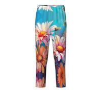 YQTGBCED Pantalon de pyjama en coton confortable avec imprimé floral et marguerites d'été, pour une variété d'occasions et peut être porté toute l'année, Noir , XS(5-6)