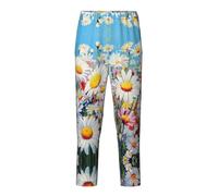 YQTGBCED Pantalon de pyjama en coton confortable avec imprimé floral et marguerites d'été, pour une variété d'occasions et peut être porté toute l'année, Noir , 10-12