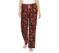 YQTGBCED Pantalon de pyjama en flanelle douce imprimé papillons monarques, pantalon de pyjama en coton, pour Noël et usage quotidien, Noir , 3XL