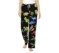 YQTGBCED Pantalon de pyjama en flanelle douce imprimée d'images de dinosaures de dessin animé, pantalon de pyjama en coton, pour Noël et usage quotidien, Noir , 3XL