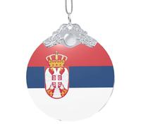 YQTGBCED Pendentif en verre transparent imprimé drapeau de Serbie pour une décoration créative, élégant et minimaliste pour Noël, taille unique