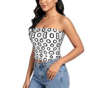 YQTGBCED Tiny C Curve Grid Print Blouse sans bretelles pour femme, Cercles gris doux, M